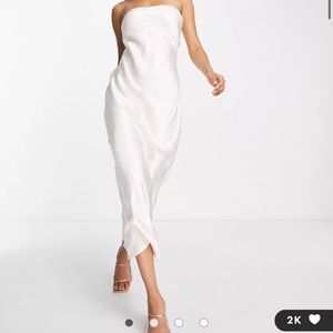 Ivory Maxi Strapless Slip Dress